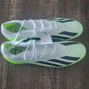 Adidas White and Neon Green Sports Shoes